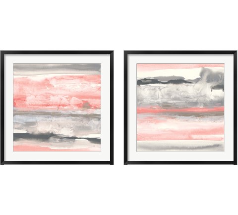 Charcoal and Coral 2 Piece Framed Art Print Set by Chris Paschke