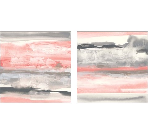 Charcoal and Coral 2 Piece Art Print Set by Chris Paschke