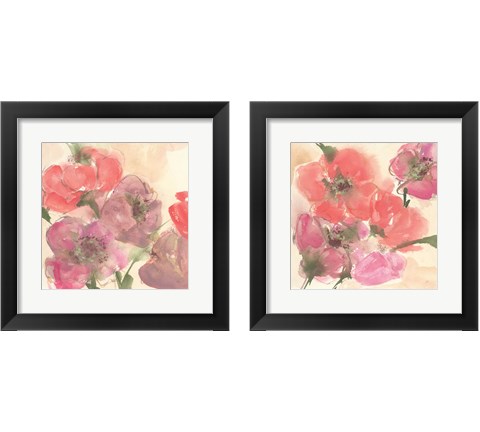 Coral Blooms Dark Green 2 Piece Framed Art Print Set by Chris Paschke