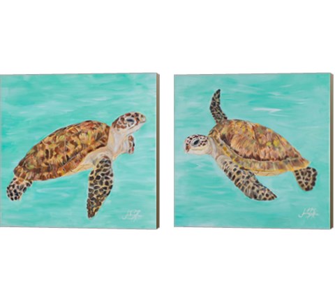 Sea Turtle 2 Piece Canvas Print Set by Julie DeRice