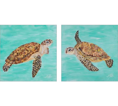 Sea Turtle 2 Piece Art Print Set by Julie DeRice
