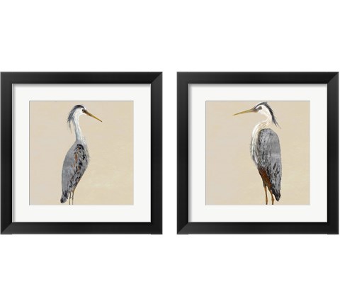 Heron on Tan 2 Piece Framed Art Print Set by Julie DeRice
