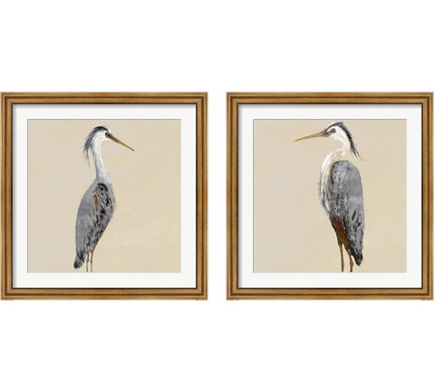 Heron on Tan 2 Piece Framed Art Print Set by Julie DeRice