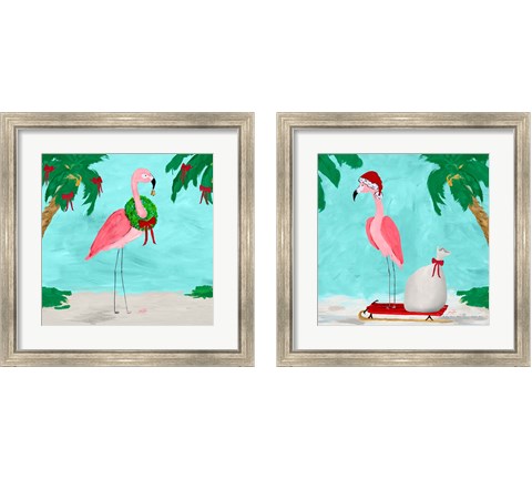 Fa La La La Flamingo Holiday 2 Piece Framed Art Print Set by Julie DeRice