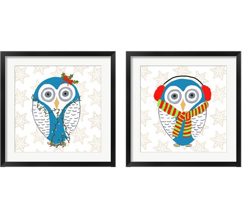 Christmas Owl 2 Piece Framed Art Print Set by Julie DeRice