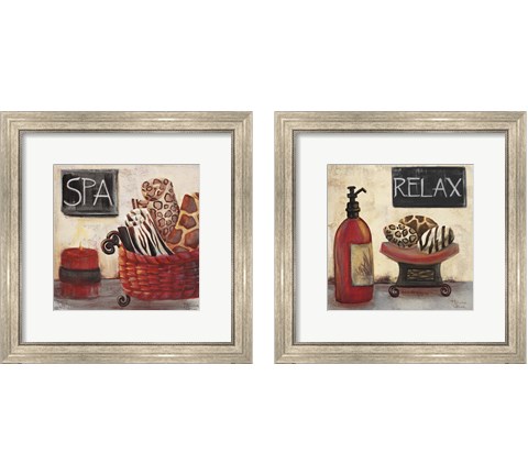 Red Jungle Spa 2 Piece Framed Art Print Set by Hakimipour - Ritter