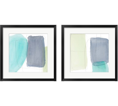 Teal and Grey Abstract 2 Piece Framed Art Print Set by Lanie Loreth