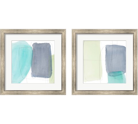 Teal and Grey Abstract 2 Piece Framed Art Print Set by Lanie Loreth