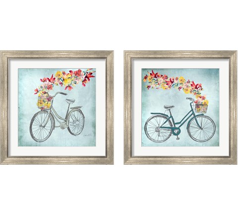 Floral Day Bike 2 Piece Framed Art Print Set by Lanie Loreth