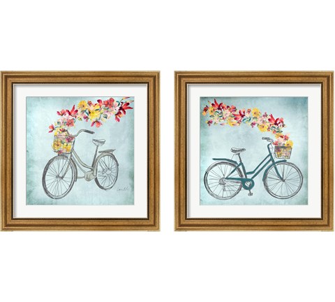Floral Day Bike 2 Piece Framed Art Print Set by Lanie Loreth