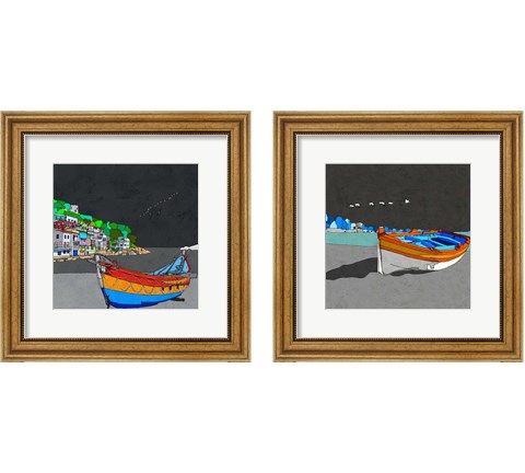 Boat Ride along the Coast 2 Piece Framed Art Print Set by Ynon Mabat