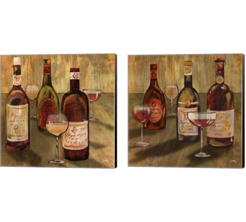 Bottle of Wine 2 Piece Canvas Print Set by Elizabeth Medley