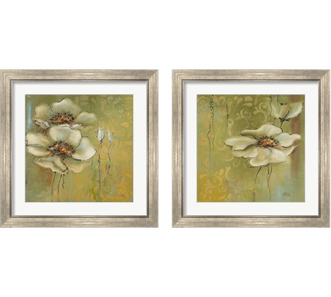 The Green Flowers 2 Piece Framed Art Print Set by Patricia Pinto