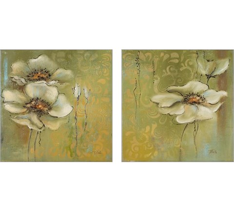 The Green Flowers 2 Piece Art Print Set by Patricia Pinto