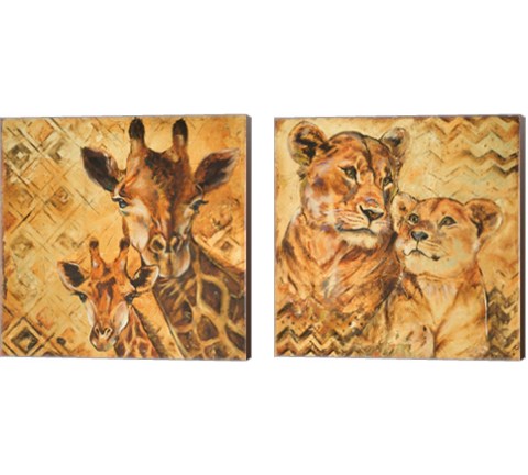 Safari Mother and Son 2 Piece Canvas Print Set by Patricia Pinto