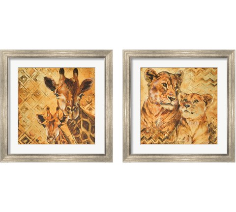 Safari Mother and Son 2 Piece Framed Art Print Set by Patricia Pinto