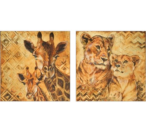 Safari Mother and Son 2 Piece Art Print Set by Patricia Pinto