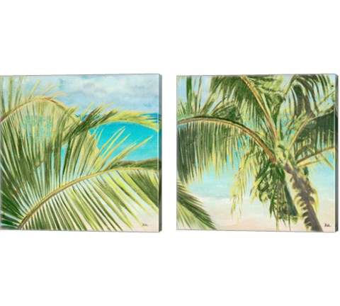 Bright Coconut Palm 2 Piece Canvas Print Set by Patricia Pinto