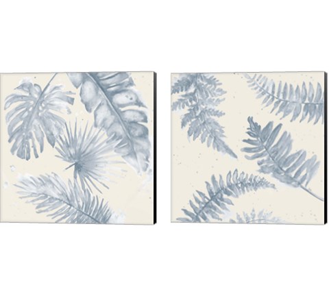Indigo Palms on Beige 2 Piece Canvas Print Set by Patricia Pinto