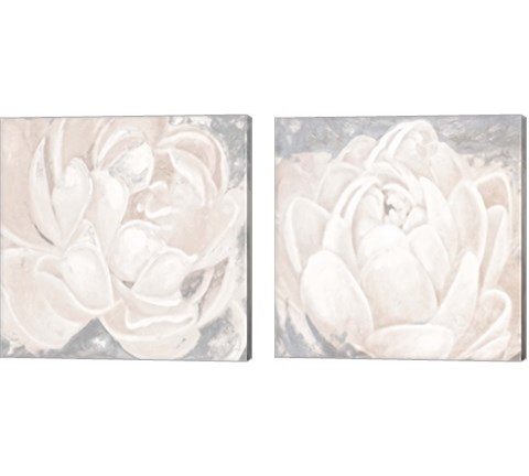 White Grey Flower  2 Piece Canvas Print Set by Patricia Pinto