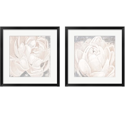 White Grey Flower  2 Piece Framed Art Print Set by Patricia Pinto