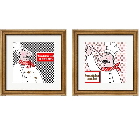 Bon Appetit Chef 2 Piece Framed Art Print Set by Deidre Mosher