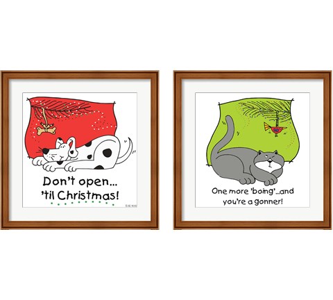 Don't Open til Christmas 2 Piece Framed Art Print Set by Deidre Mosher