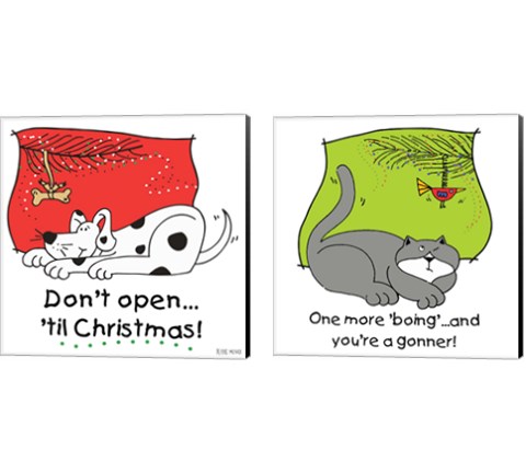 Don't Open til Christmas 2 Piece Canvas Print Set by Deidre Mosher