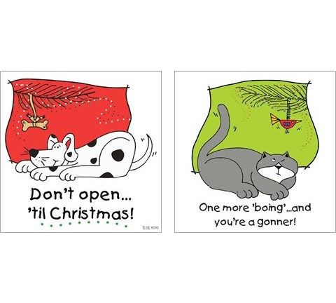 Don't Open til Christmas 2 Piece Art Print Set by Deidre Mosher