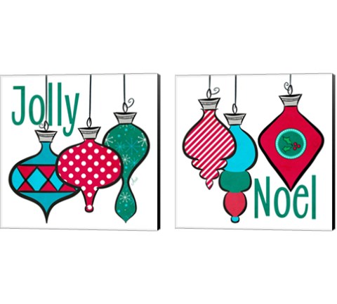 Joyful Christmas Ornaments 2 Piece Canvas Print Set by Andi Metz