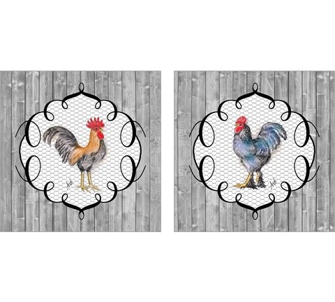 Rooster on the Roost 2 Piece Art Print Set by Andi Metz