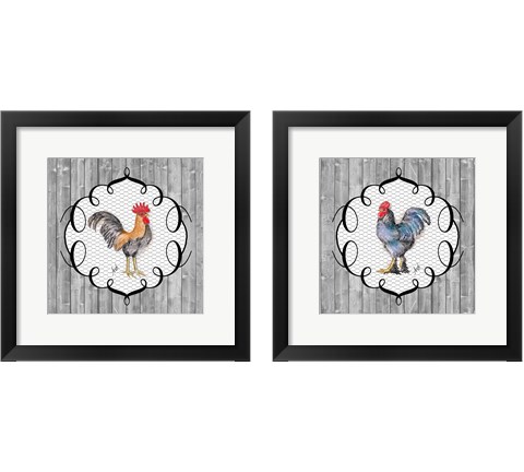 Rooster on the Roost 2 Piece Framed Art Print Set by Andi Metz