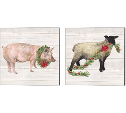 Christmas on the Farm 2 Piece Canvas Print Set by Tara Reed