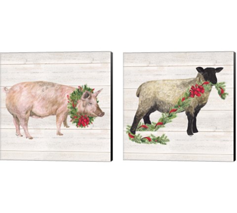 Christmas on the Farm 2 Piece Canvas Print Set by Tara Reed
