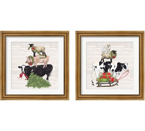 Christmas on the Farm 2 Piece Framed Art Print Set by Tara Reed