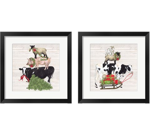 Christmas on the Farm 2 Piece Framed Art Print Set by Tara Reed