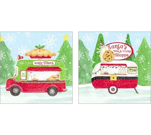 Food Cart Christmas 2 Piece Art Print Set by Tara Reed