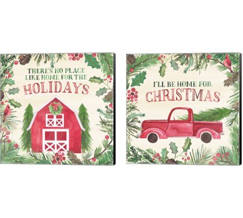 New England Christmas 2 Piece Canvas Print Set by Noonday Design