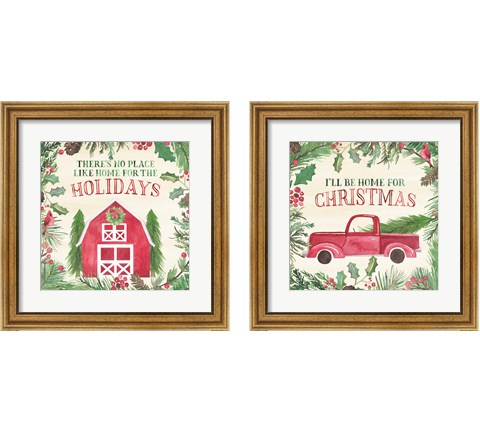 New England Christmas 2 Piece Framed Art Print Set by Noonday Design