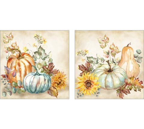 Watercolor Harvest Pumpkin 2 Piece Art Print Set by Tre Sorelle Studios
