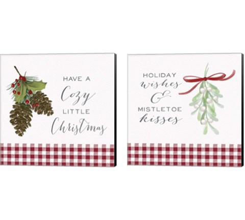Cozy Christmas Gingham 2 Piece Canvas Print Set by Hartworks