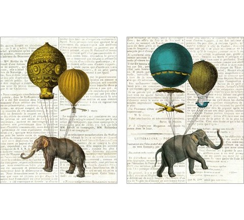 Elephant Ride 2 Piece Art Print Set by Sue Schlabach