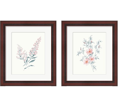 Flowers on White Contemporary Bright 2 Piece Framed Art Print Set by Wild Apple Portfolio