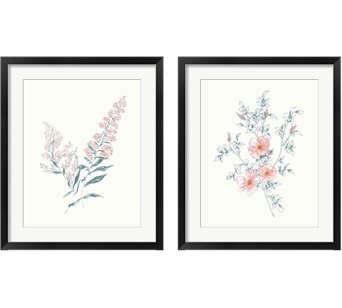 Flowers on White Contemporary Bright 2 Piece Framed Art Print Set by Wild Apple Portfolio