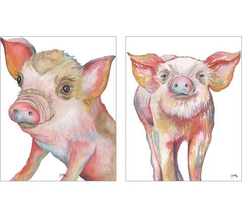 Pig 2 Piece Art Print Set by Elizabeth Medley