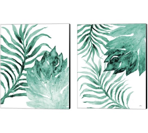 Teal Fern and Leaf 2 Piece Canvas Print Set by Elizabeth Medley