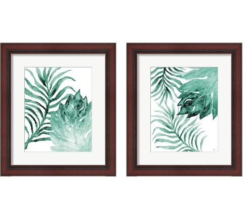 Teal Fern and Leaf 2 Piece Framed Art Print Set by Elizabeth Medley
