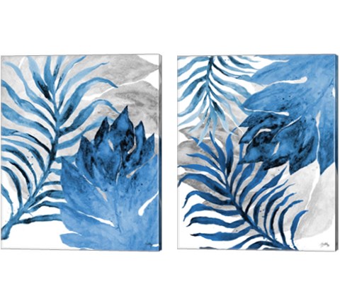Blue Fern and Leaf 2 Piece Canvas Print Set by Elizabeth Medley