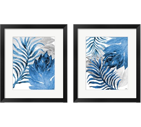 Blue Fern and Leaf 2 Piece Framed Art Print Set by Elizabeth Medley