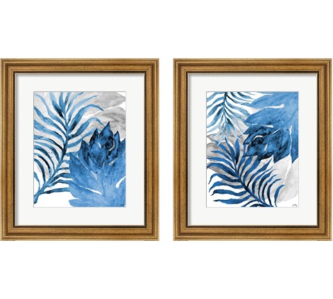 Blue Fern and Leaf 2 Piece Framed Art Print Set by Elizabeth Medley